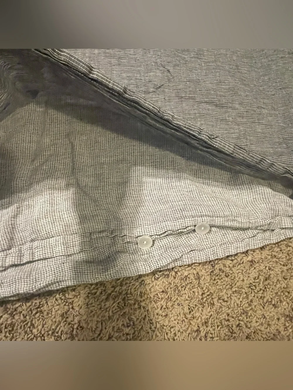 Crate and Barrel Hemp tiny check grey twin duvet cover